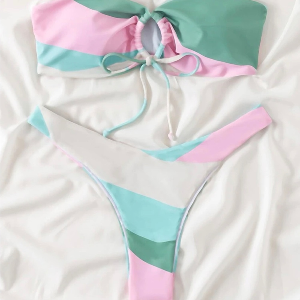 Colorblock bandeau Bikini NWOT